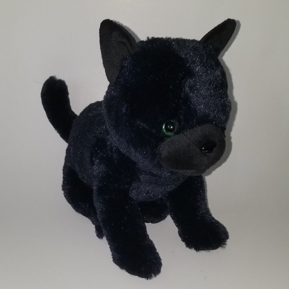 Zachary Wishpets Solid Black Kitty Cat Plush Animal 2018 Green Eyes Halloween